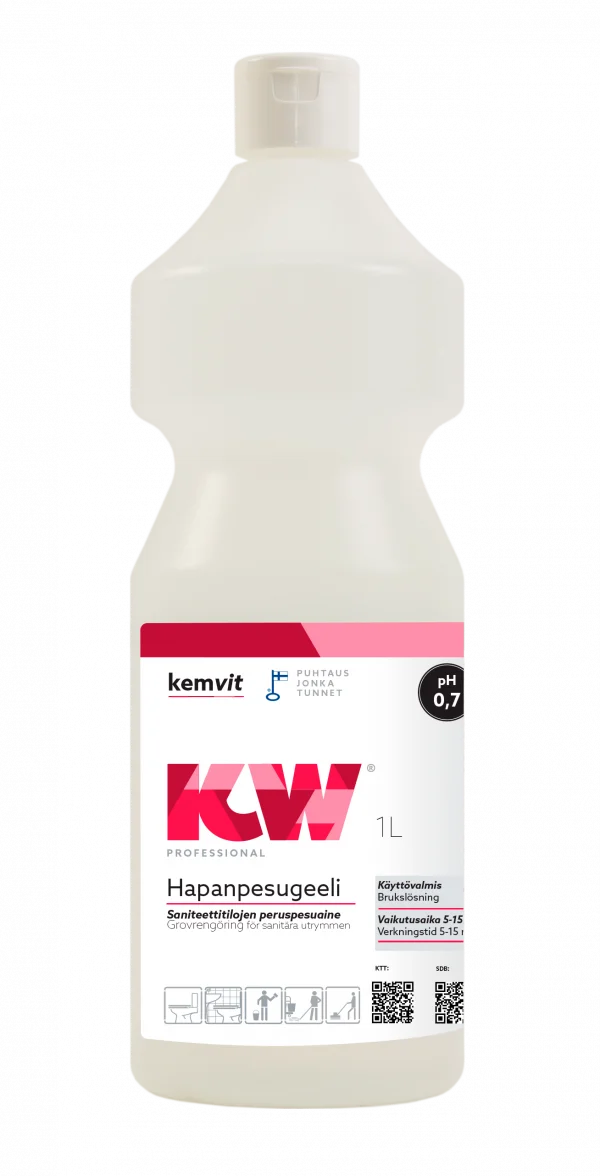 KW Hapanpesugeeli 1L, Käyttövalmis
