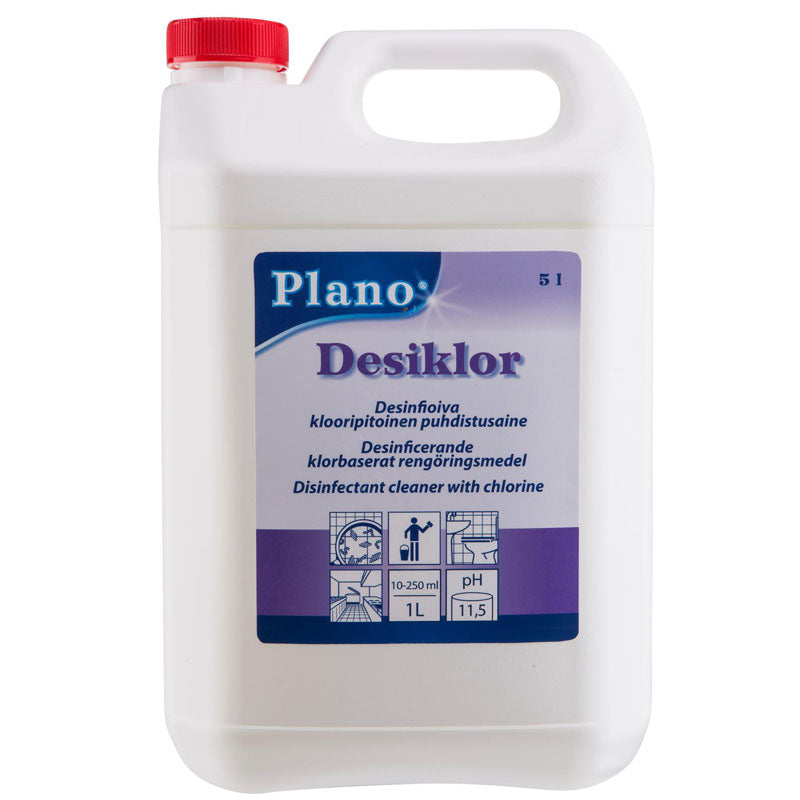 Plano Desiklor Yleispuhdistusaine 5L esim. wc pöntön puhdistukseen.