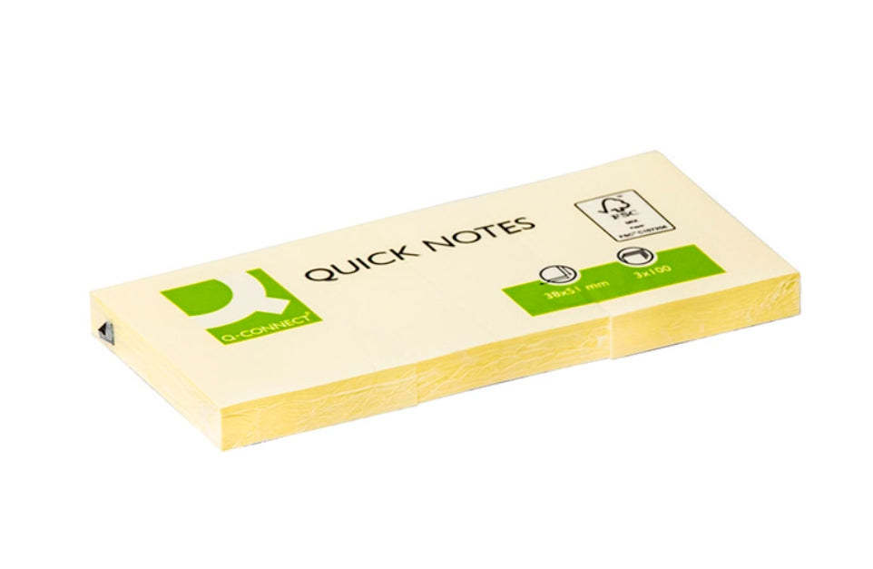 Viestilappu Q-CONNECT Quick Notes 38 x 51 mm keltainen /3