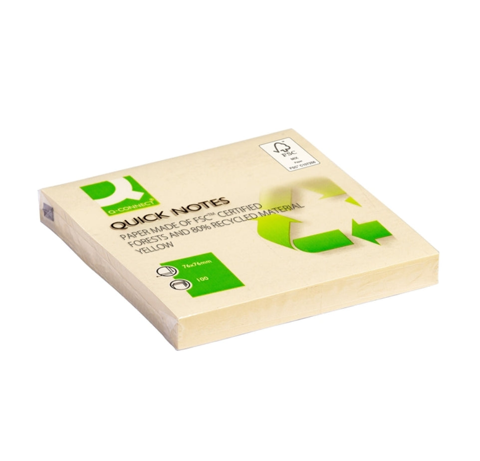 Viestilappu Q-CONNECT Recycled FSC 76x76mm keltainen