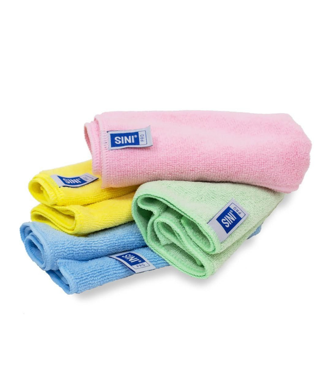 SiniPro mikrokuitupyyhe 36x36cm värit sininen, keltainen, vihreä, punainen