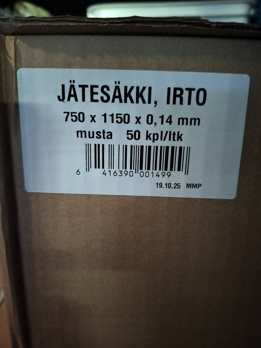 Vahva musta jätesäkki 150L 0,14mm 50kpl / ltk