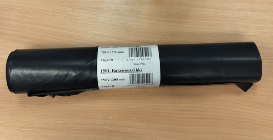 Remonttisäkki musta 150L 0,12mm 750 x 1200mm 5kpl/rll,