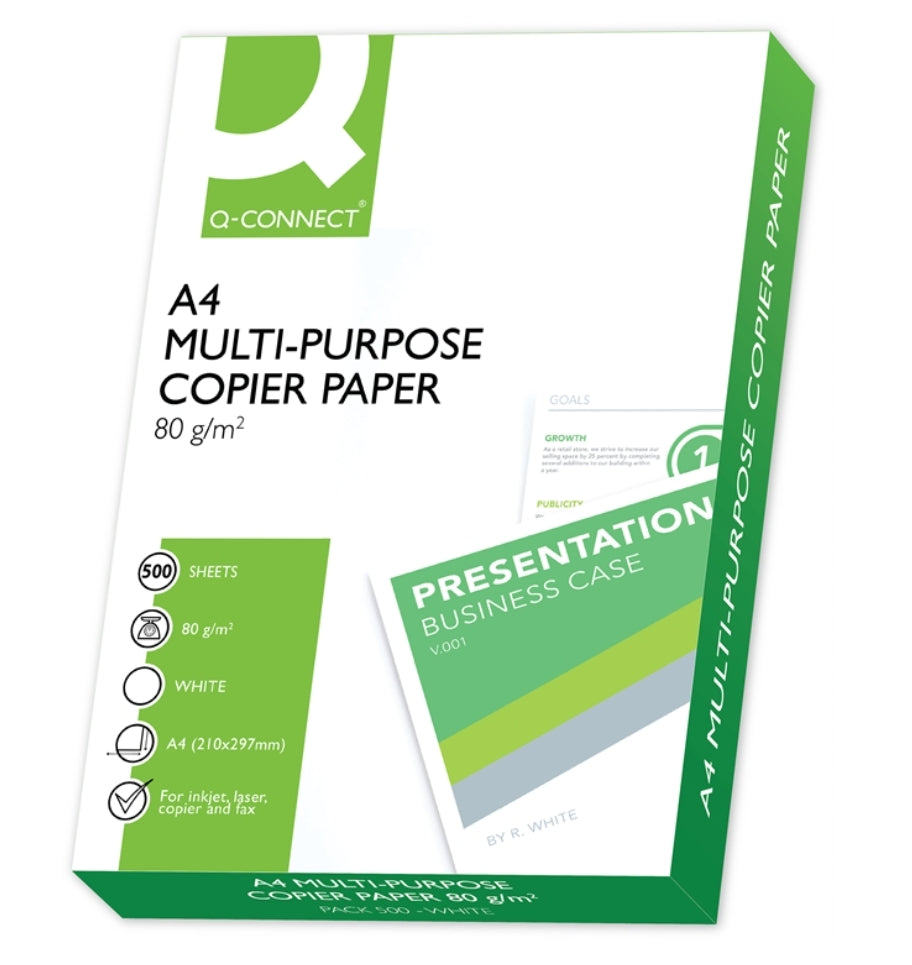 Kopiopaperi Q-CONNECT 80G A4/500 valkoinen 5 riisiä / 1 ltk